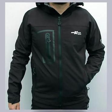 Kožne jakne: Crna muška softshell jakna brenda Mountain Sport sa kapuljačom. Jakna — 1