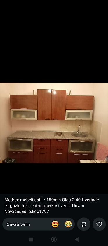 077 613 12 74 Mətbəx mebeli dəsti - Uzunluq: 2.40 m - Üst şkaflar: 4