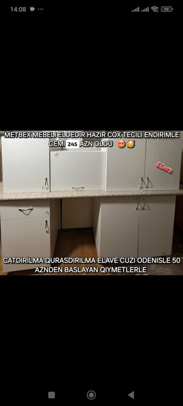 Mətbəx mebeli: Hal hazirda hazir veziyyetde 2 metr bir basa anbardan satis metbex -da lalafo.az — 9 Mətbəx mebeli: Hal hazirda hazir veziyyetde 2 metr bir basa anbardan satis metbex — 9