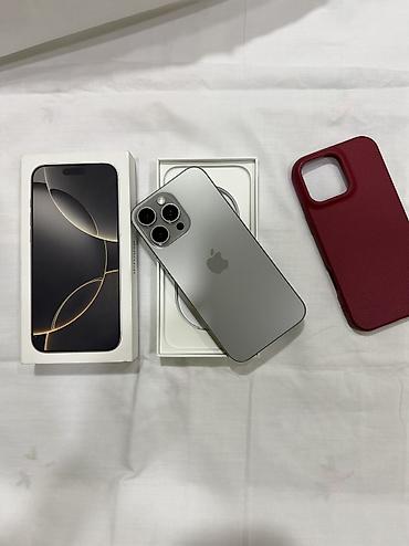 Apple iPhone: IPhone 16 Pro Max, Б/у, 256 ГБ, Natural Titanium, Зарядное устройство, Чехол, Кабель, 99 % — 1