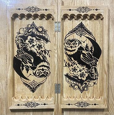 Настольные игры: Набор настольных игр 3-в-1 из натурального дерева с резьбой — 8