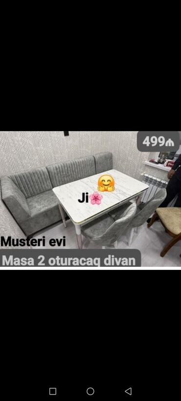 Masa və oturacaq dəstləri: Qonaq otağı üçün, Açılmayan, Dördbucaq masa, 4 stul — 12