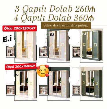 Dolablar: Qarderob, paltar dolabı, Yeni, Açılan