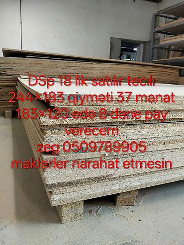taxta palet: Məhsul: DSP (ağac yonqar lövhə), 18 mm Ölçü: 244×183 sm Qiymət: 37 — 1