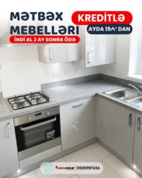 Sifarişlə mətbəx mebeli: Sifarişlə mətbəx dəsti, Özü çəkən petlələr, Mat laminat, Kredit var, Rayonlara çatdırılma, Pulsuz çatdırılma — 11