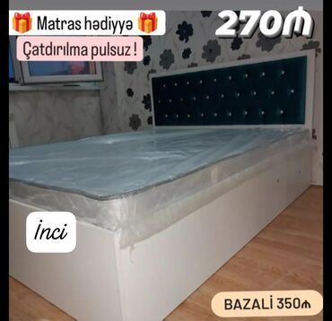 carpayilarin qiymeti: Двуспальная кровать, Без подьемного механизма, Бесплатный матрас, Без выдвижных ящиков, Азербайджан, Ламинат простой