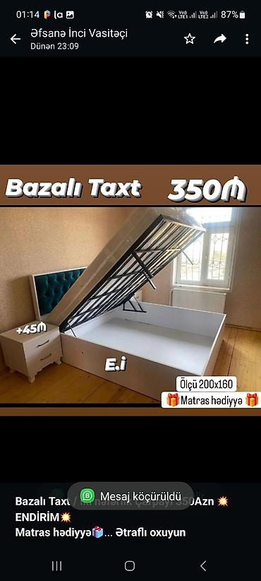 Мебель: *Bazalı Taxt / İki nəfərlik Çarpayı 350Azn 💥ENDİRİM💥* *Matras — 1