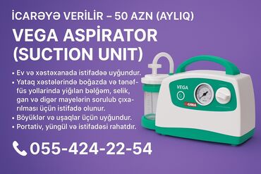 Alkotesterlər: VEGA Aspirator (Suction Unit) – icarəyə verilir: 50 AZN/ay