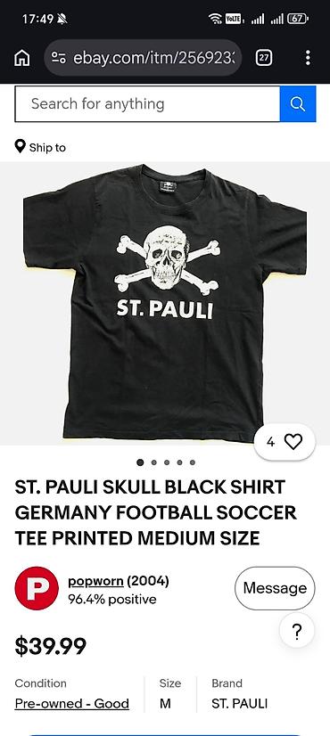 koynekler: ST. PAULI Skull black tshirt (orginal) 
Price:25₼
Size:M — 6