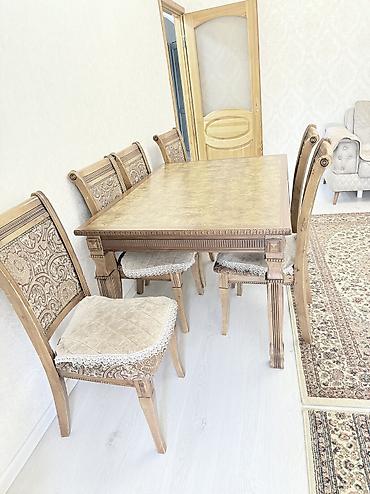 ikinci el mebel gence: Qonaq otağı üçün, İşlənmiş, Açılan, Dördbucaq masa, 6 stul — 1