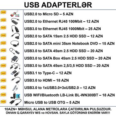 dreamstar android box: USB Adapterlər ⭐USB2.0 to Micro SD – 5 AZN ⭐USB2.0 to Ethernet RJ45