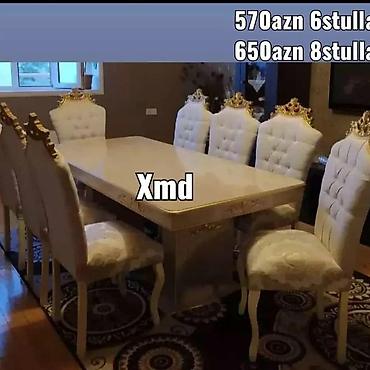 evcil mobilya: Qonaq otağı üçün, Yeni, Açılmayan, Dördbucaq masa, 6 stul — 4