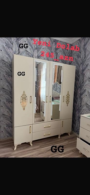 Yeni bedroom dolabları - Model: 4 qapılı, ortada 2 ədəd güzgülü qapı