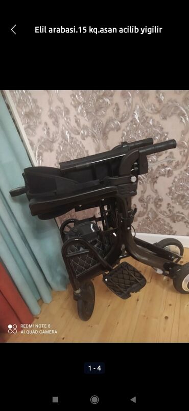 Elektronlu Əlil arabasi. 15 kq. 3 mexanizmi var. oturub ozun sure