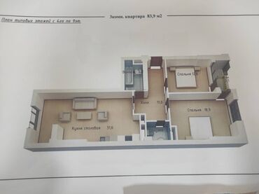 Продажа квартир: 3 комнаты, 87 м², Элитка, 8 этаж, ПСО (под самоотделку)