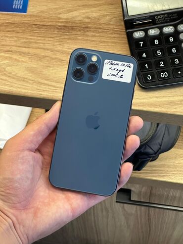 стиралка в рассрочку: IPhone 12 Pro, Колдонулган, 256 ГБ, Pacific Blue