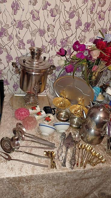 cay dezgahi: Çay dəsti, rəng - Gümüşü, Metal, SSRİ — 1