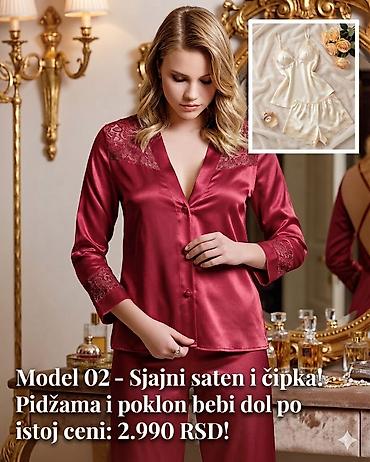 svilene pidzame: Ženske pidžame od sjajnog satena sa detaljima od čipke. - Gornji deo — 2