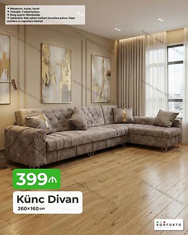 ucuz kunc divan: Künc Divan – 260×160 sm - Mexanizm: açılan, bazalı (yataq funksiyası — 1