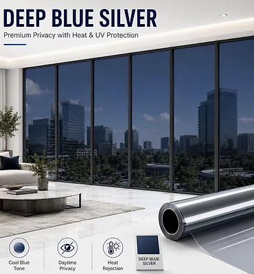 күзгү: Тонировочная пленка для окон Deep Blue Silver. Размер 1.52*30м цена за — 1