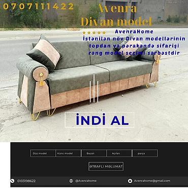 Sifarişlə mebel: Divan, Qonaq otağı üçün, Parça, Bazalı, Açılan, Kitab — 3