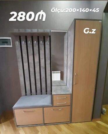 шкаф в зал: Yeni, 3 qapılı Düz dolab, Dəhliz dolabı