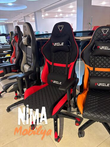 Ofis və oyun kresloları: Yeni, Təkərli, Qolları tənzimlənir, Parça — 26