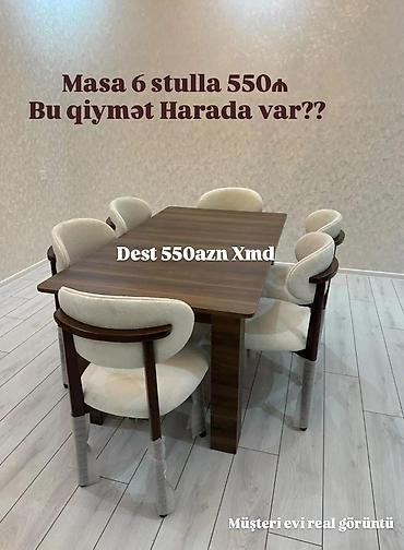 lepe: Mətbəx/qonaq otağı üçün masa və 6 stul dəsti - Komplekt: 1 masa + 6 — 5