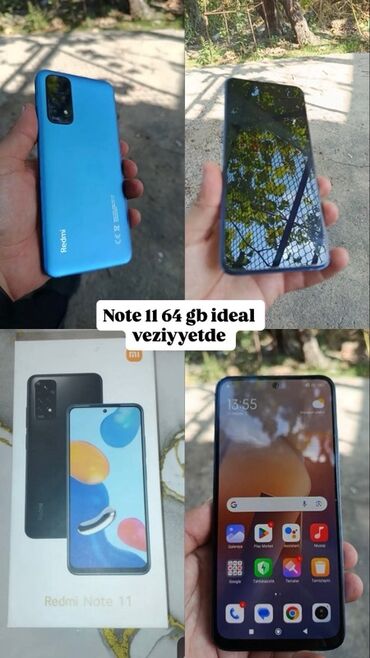 мини телефон: Redmi Note 11, 64 GB, rəng - Mavi, Barmaq izi