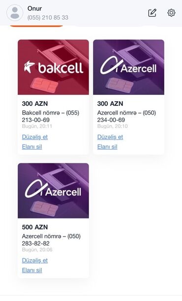 Nömrə: ( 050 ) ( 2838282 ), İşlənmiş