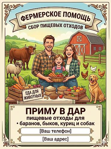 Животные: Бесплатно / КруглосуточноЗаберем даром любые пищевые отходы и — 1