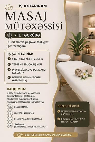 Tibb, əczaçılıq: Masajist, 5 ildən artıq təcrübə — 2