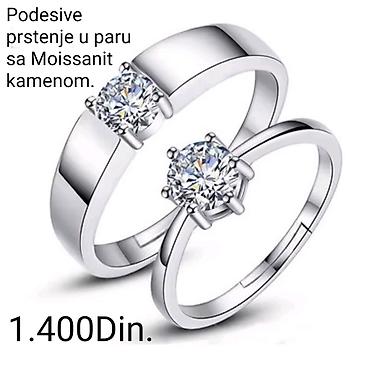 aliexpress prstenje: Posrebrene podesivi prstenje u paru sa moissanit kamenom od hirurskog — 1
