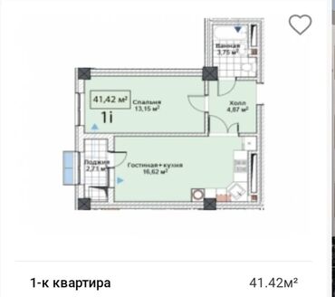 Продажа квартир: 1 комната, 42 м², Элитка, 6 этаж, ПСО (под самоотделку)