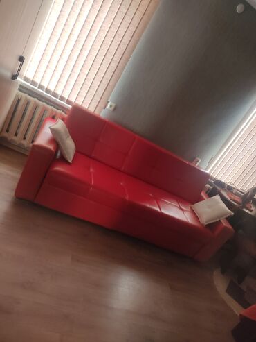 купить двухъярусный диван кровать: Прямой диван, цвет - Красный, Новый