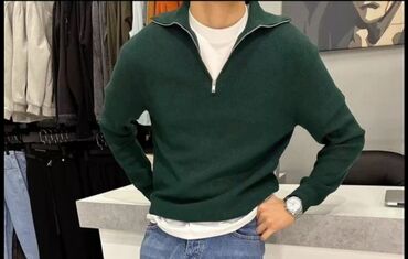 полузамок мужской: Мужской джемпер с полу‑молнией - Тип: трикотажный джемпер/свитер -