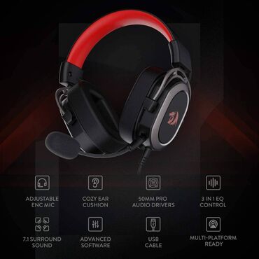 headset: Redragon 7.1 H710 Helios gaming headset Quaqlıq yenidir bağlı