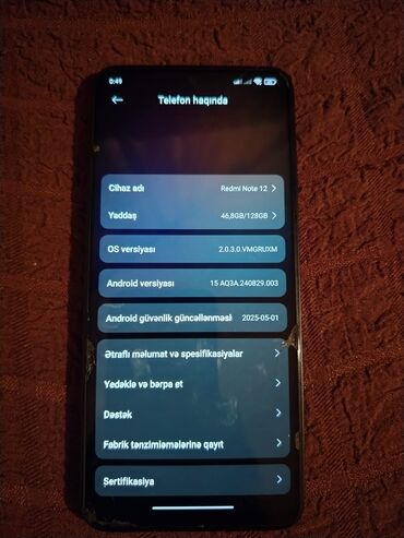 Bıçaqlar: Redmi Note 12, 128 GB, rəng - Qara