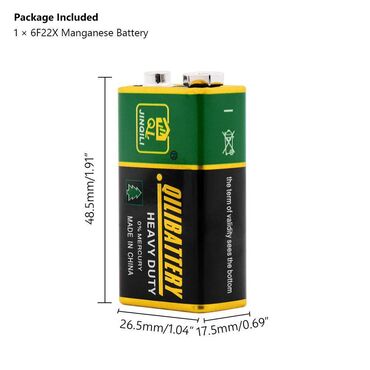 mitsubishi heavy industries: Батарейка крона JINQILI HEAVY DUTY (6F22, 9V) Black/Green