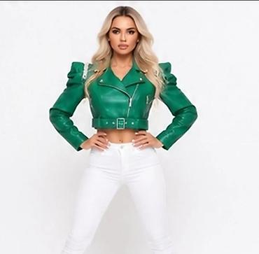 bunda leopard: Kožna jakna S, bоја - Zelena — 4