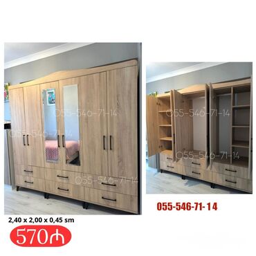 Dolablar: Yeni, 6 qapı Düz dolab, Qarderob, paltar dolabı