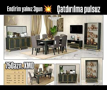стул ортопедический: 1.Qonaq otağı mebel dəsti – 750 AZN Tərkib: - Vitrin: 90×180×40 sm - — 2