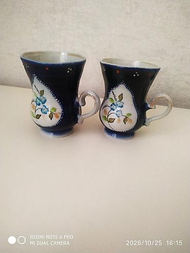qrecka cayi: Fincanlar, rəng - Göy, Keramika, 2 ədədli dəst, 250 ml — 1