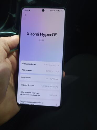 телефоны xiaomi redmi not 12: Redmi, Redmi Note 13 Pro, Колдонулган, 512 ГБ, түсү - Кара, 2 SIM