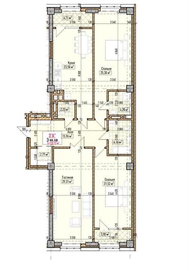 139: 3 комнаты, 139 м², Асанбай мкр Элитка, 8 этаж, ПСО (под самоотделку) — 2