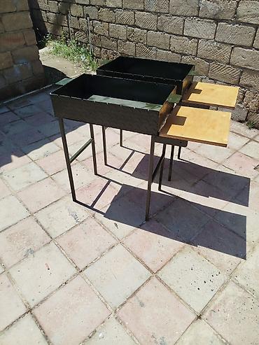 İki bölməli metal manqal/şiş qabı - Material: qalın metaldan