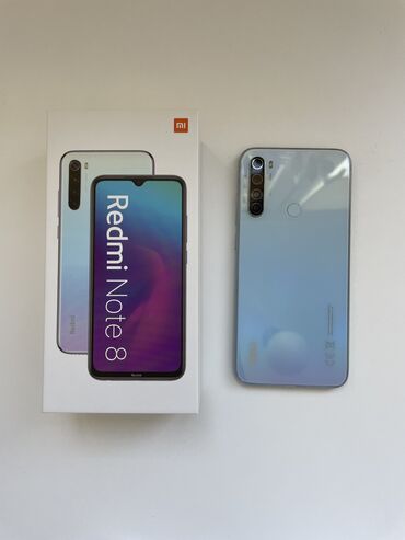 сумка для ноута: Xiaomi, Redmi Note 8, Колдонулган, 64 ГБ, түсү - Ак, 2 SIM