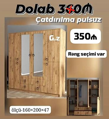 taxta biti: Dolab – 3 qapılı, güzgülü modellə Qiymət: 350₼ Xüsusiyyətlər: - Ölçü — 1