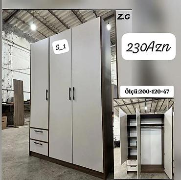 mətbəx rəfi: Üç qapılı paltar dolabı – model G_1 - Ölçü: 200 × 120 × 47 sm - Rəng — 1