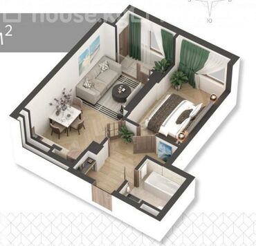 снуму кв: 2 комнаты, 46 м², Элитка, 10 этаж, ПСО (под самоотделку)